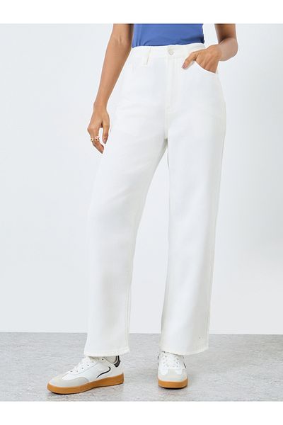 Styli Solid Mid Rise Relaxed Fit Jeans