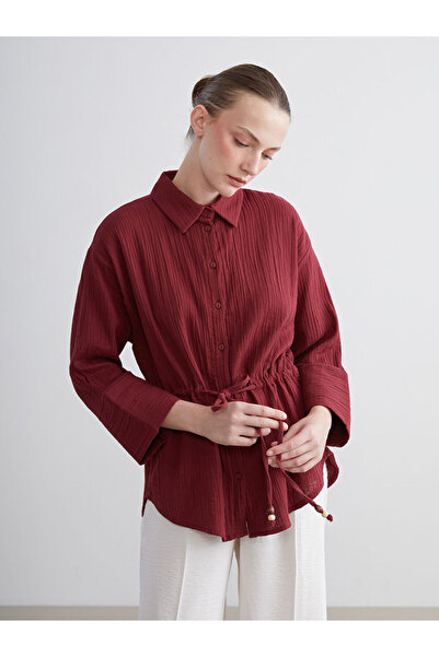 LC Waikiki Rmz Gi̇yi̇m Farkiyla Do Textured Ol Planting Muslin Women's Shirt