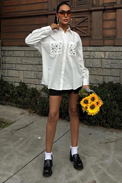 Lijuri Metal Kuşgözü Detaylı Poplin Gömlek 3453