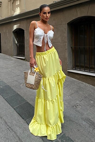 Lijuri Audrey Frilly Slit Detail Skirt 4037