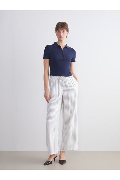 LC Waikiki Create Your Style from Uzg Store |   Women's Striped Trousers with Elastic Waist
