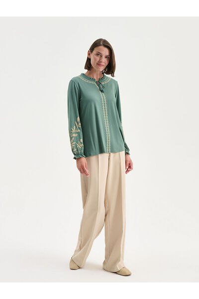 LC Waikiki Quality Parts from Celebi Store |   Ruffled Tie Collar Patterned Blouse