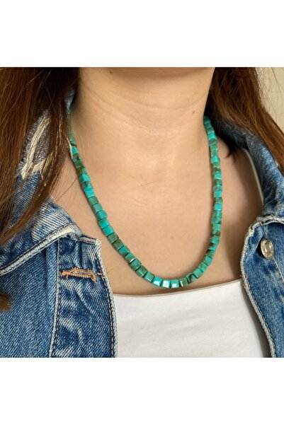 Anetta Jewelry Akrilik mavi taşlı kadın kolye