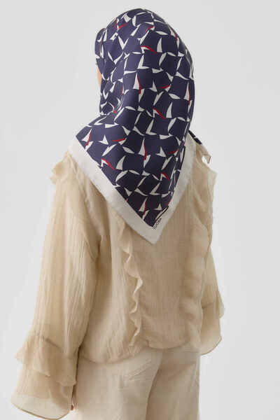 Tuğba Mizan Twill İpek Eşarp - Lacivert