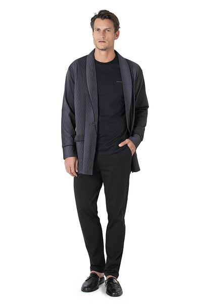 Pierre Cardin Striped Robdöşambr Combed Cotton Pajama Set 3-Piece Dowry Set 5635