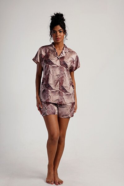 BRAXELL Luxury Boxed Satin Shirt Shorts Pajamas Set – Lace Sleeves, Korean Silk Texture