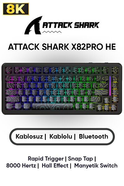 Meyer Gaming Attack Shark X82 PRO HE Hall Effect Rapid Trigger SnapTap Mekanik Klavye %75 Dizilim Manyetik Switch