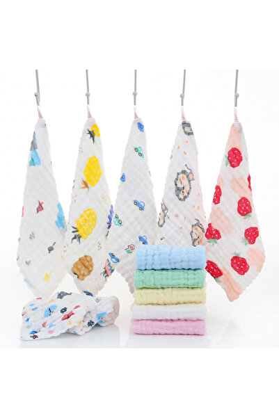 Choice مقاس واحد أبيض، 5 قطع، مناشف أطفال قطنية ناعمة، 6 طبقات، منشفة وجه للأ...