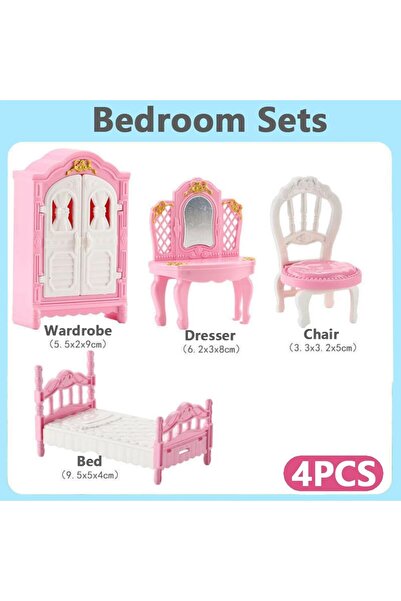 Choice5 Pink-Bedroom Hot Sale Cute Kawaii Pink 10 Items/Lot Miniature Dollhou...