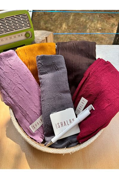 shalby Set of 5 Bamboo Shawls in Wicker Basket with Makeup Mirror and Pen Gift