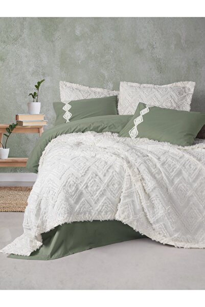 ŞENER HOME Cottonbox Limi Single Bed Cover Duvet Cover Set Luke Cream