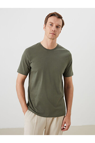 LC Waikiki Khaki Crew Neck Combed Cotton Men's T-Shirt