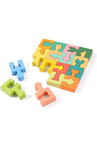 Yelajoy Wooden Shapes Puzzles Blocks,Geometric Montessori Toys Jigsaw 3D Shape STEM Sorter,Gift for Kids