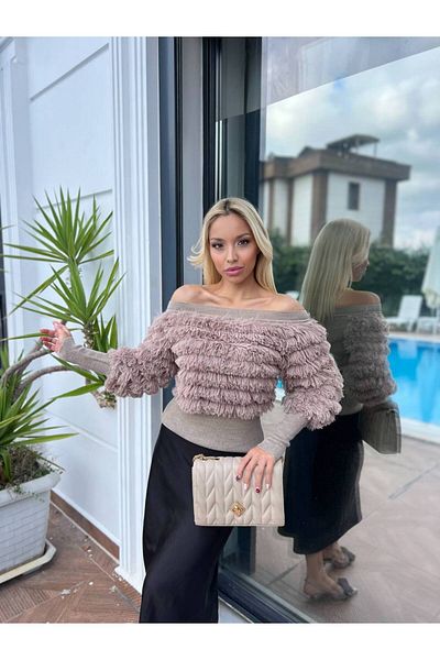 For Angels Furry Madonna Collar Sweater