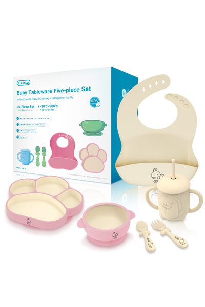 Choice Pink MAMIJOY High Quality Children's Dishes Set Baby Silicone Tableware Sucker Bowl Bib Cup Fork Sp