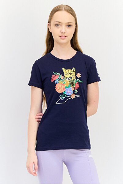Puma Women Sportswear Fit Graphic Print Outdoor T-Shirt, Navy