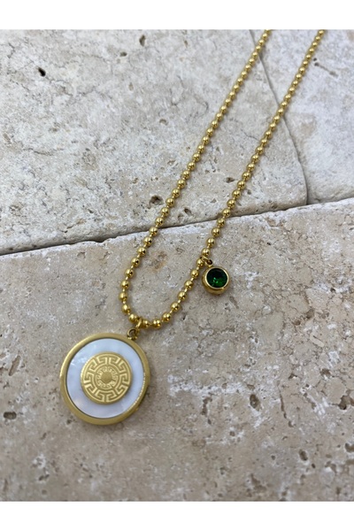 Byoz store قلادة نسائية من طراز Vrsc باللون الأبيض اللؤلؤي فوق سلسلة من الزنك...