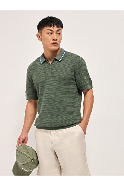 The Bear House Men's T-shirt with polo style, breathable cotton fabric, comfy...