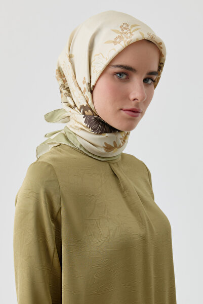 Tuğba Feraye Twill İpek Eşarp - Haki