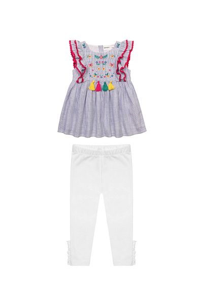 Minoti - Top and Legging Set- pack of 2, Blue/White