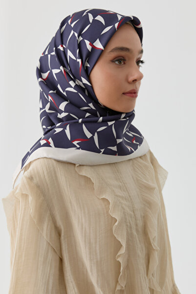 Tuğba Mizan Twill İpek Eşarp - Lacivert