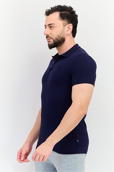 Puma Men Sportswear Fit Spread Collar Short Sleeve Outdoor Polo Shirt, Navy
