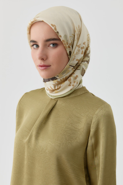 Tuğba Feraye Twill İpek Eşarp - Haki