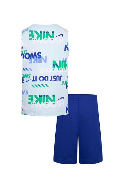 Nike Sportswear All Over Printed Tank T-shirt and Shorts Set - Blue