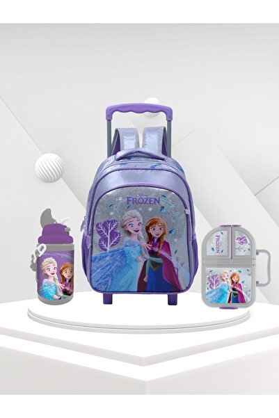 TSUMAB Frozen School Set - 3 in 1 Trolley Bag, Bottle & Lunchbox