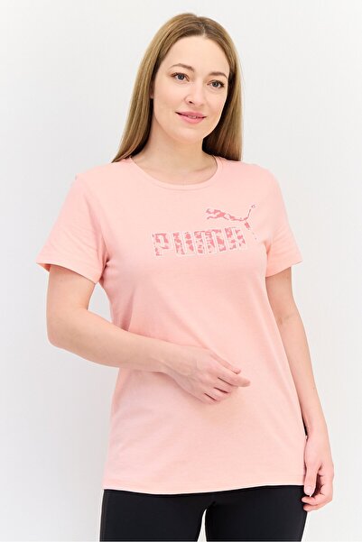 Puma تي شيرت رياضي نسائي بأكمام قصيرة للتدريب، وردي