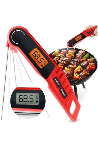 ideal STORE Termometru de gătit idealSTORE, ecran LCD, iluminare din spate, măsurare rapidă și precisă, pliabil la 180°