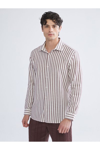 LC Waikiki Men's Regular Fit Striped Long-Sleeve Shirt