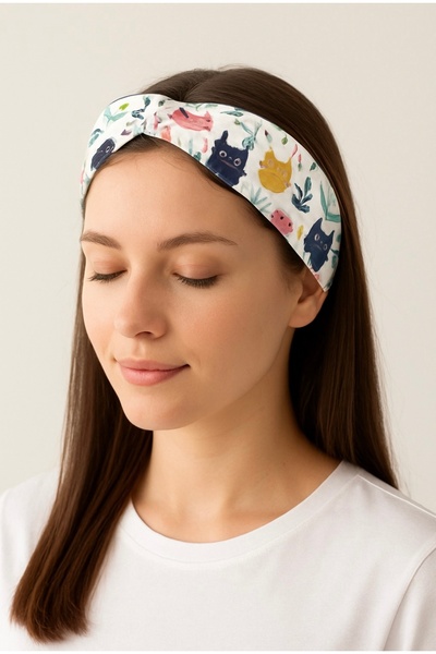 LUXSTONE Kedi Desenli Model Bandana Fular