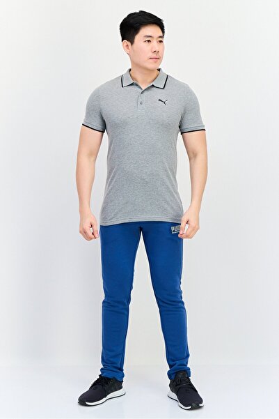 Puma Men Slim Fit Brand Logo Short Sleeves Outdoor Polo, Grey