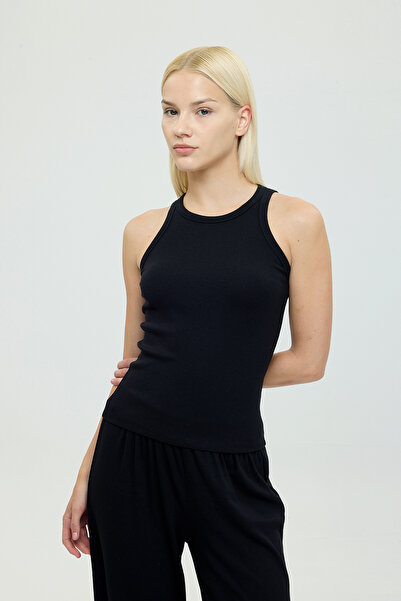 SHEISMONO Μαλακό μπλουζάκι με ραβδώσεις, μαύρο