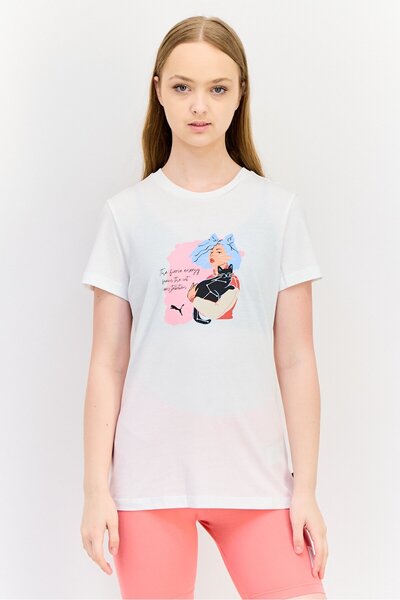 Puma Women Sportswear Fit Graphic Print Outdoor T-Shirt, White