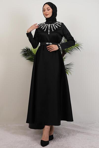 GİYZAMİLA Stone Processing Detail Dress Black