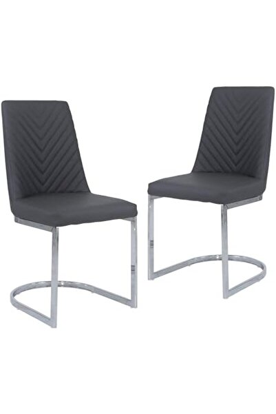 Vanity Living Faux Leather Armless Dining Chairs Set of 2 – Chrome Steel Frame – Upholstered Acc