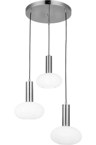 NZL Lighting Kabo 3'lü Sıralı Antik Krom Avize Sarkıt Avize Camlı Avize Salon...