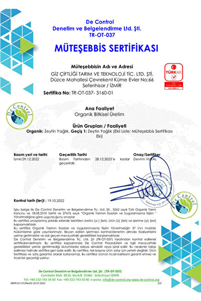 Giz Olive Oil 2024, Yüksek Polifenollü, Organik, Soğuk Sıkım, Erken Hasat Natürel Sızma Zeytinyağı 250 ml