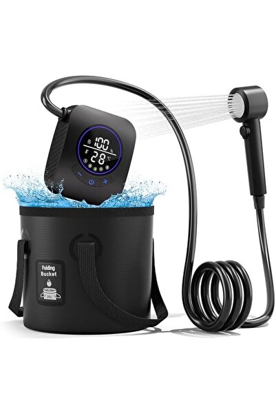 mytrix دش محمول، مضخة دش تخييم قابلة لإعادة الشحن بقوة 8000 مللي أمبير في الس...