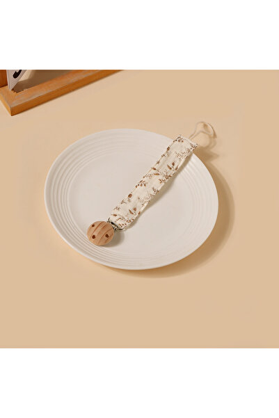 Choice1 مشبك مصاصة مطبوع عليه أوراق طفل لطيف مصنوع من خشب الزان وحامل من القط...