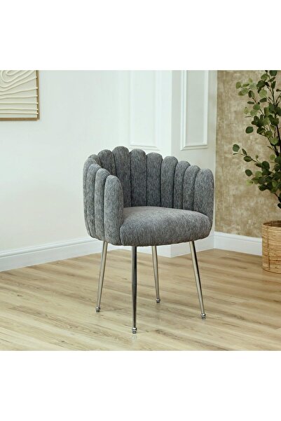 Vanity Living Set of 2 Veneto Grey Dining Chair – Modern Upholstered Chair with Elegant Chrome Leg