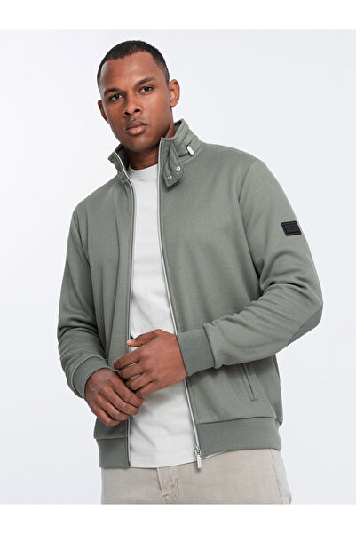 OMBRE Herrenjacke mit hohem Kragen und Fleece-Innenseite - khaki V3 OM-JANP-0154