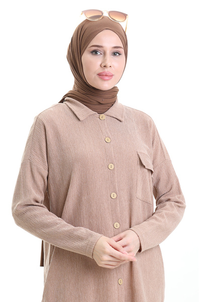 sefamerve Pocket Detailed Shirt Double Set 20050-01 Mink