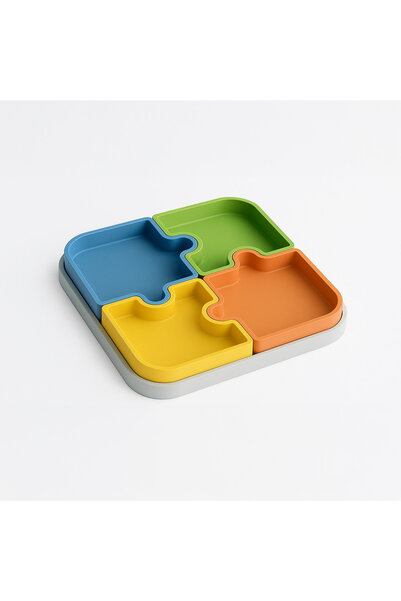 Fibrika Store Puuzle Tasarımlı Renkli 4'lü Servis Tabak Seti