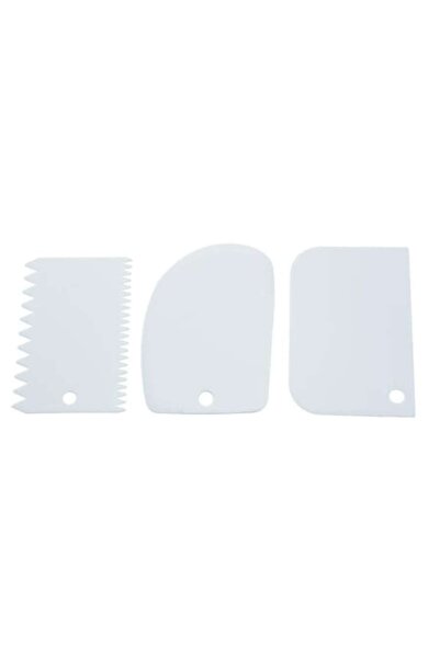 wei inox Set 3 spatule pentru prăjituri, plastic, alb, 10x8 cm