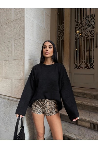 K-ODEA BUTİK Women's Oversize Knitwear Sweater — Soft Textured Crew Neck