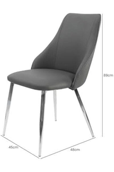 Vanity Living Modern Dining Chair Set of 2 With Grey PU Leather Seat