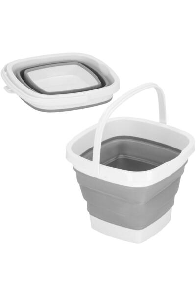 SERSIMO Foldable basin, square, made of plastic and silicone, 30x24cm, 10 liters, gray